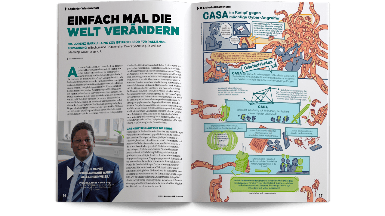 Aufgeschlagenes Magazin Metropole Ausgabe 2, Jahrgang 2025